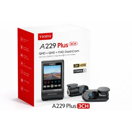 Kamera samochodowa VIOFO A229 Plus 3CH – 2K + 2K + Full HD, wszystkie kamery z HDR